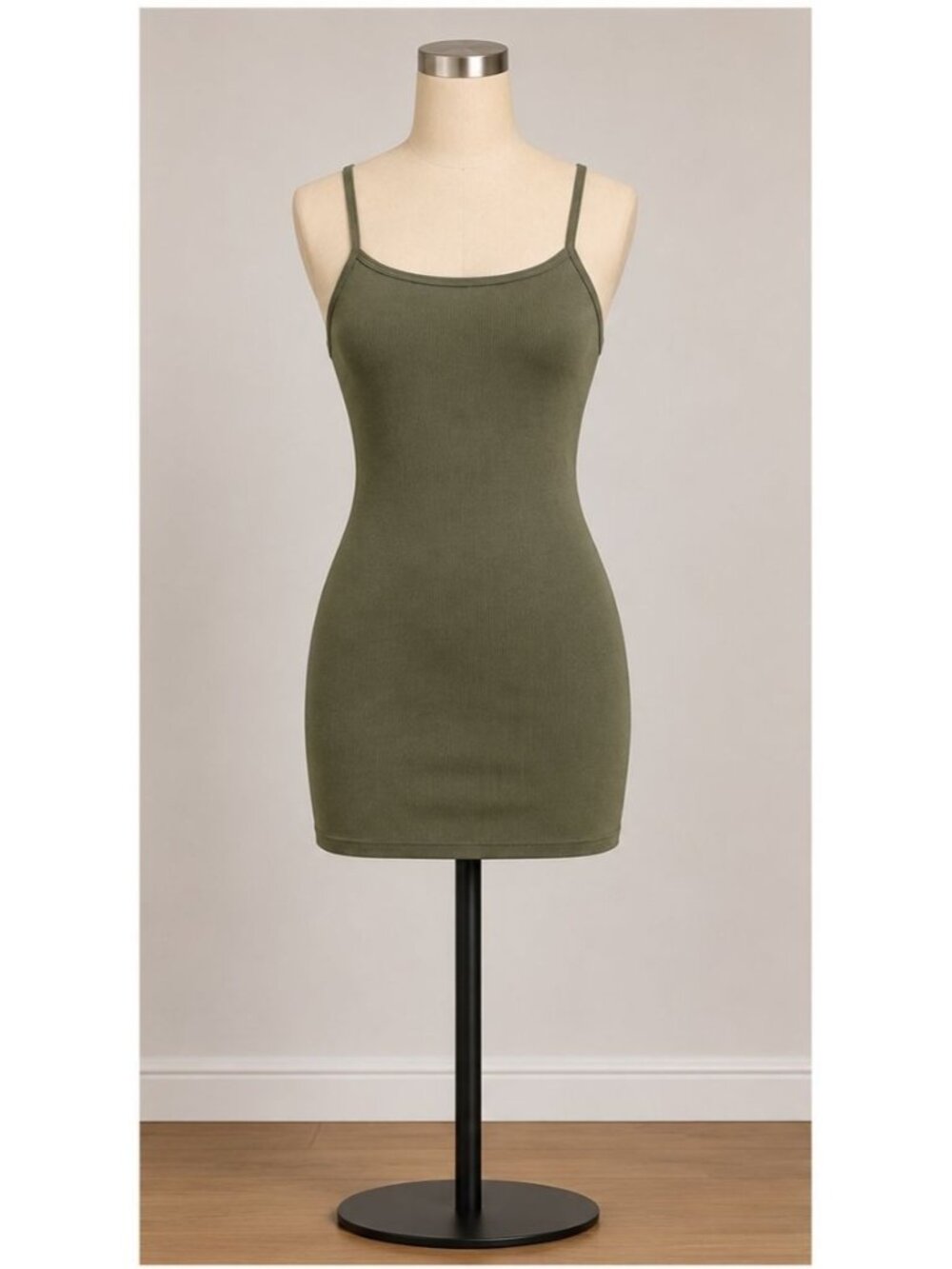 NWT Women’s Green Ribbed Cami Mini Dress – Size XS (0–2) – Summer Style